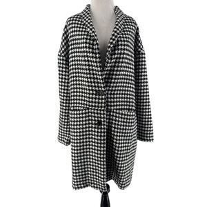 Old Navy Women's Black White Houndstooth Coatigan Jacket Size Large